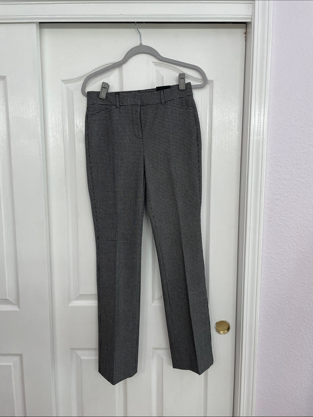 White House Black Market Gray Micro-Pattern Straight Leg Trousers